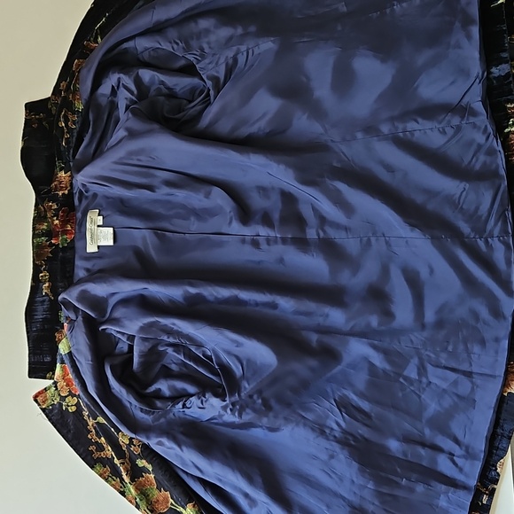 Coldwater Creek 1X Velveteen Blazer Navy Multi Floral Fairy Indie Artsy - Picture 7 of 10